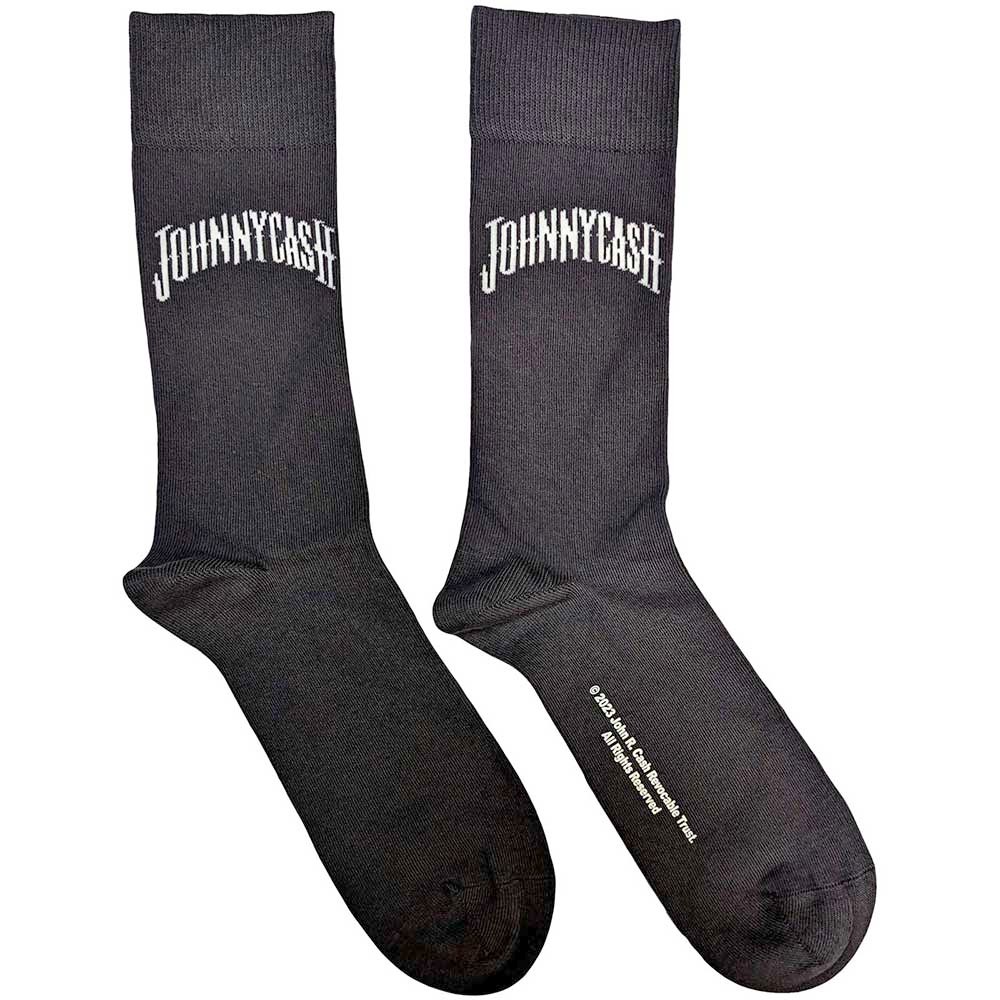 Johnny Cash - Man In Black Logo Socks - Grey